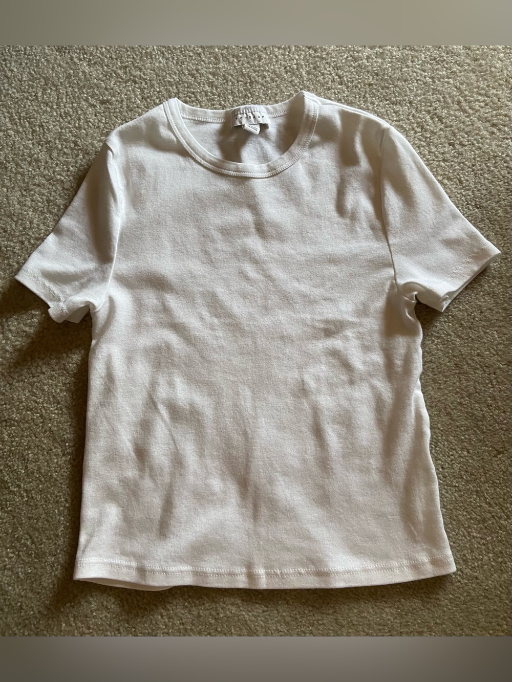 Topshop White Short Sleeve Crew Neck Tee